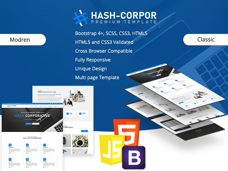 Hash Corporate – HTML5 Business Template theme