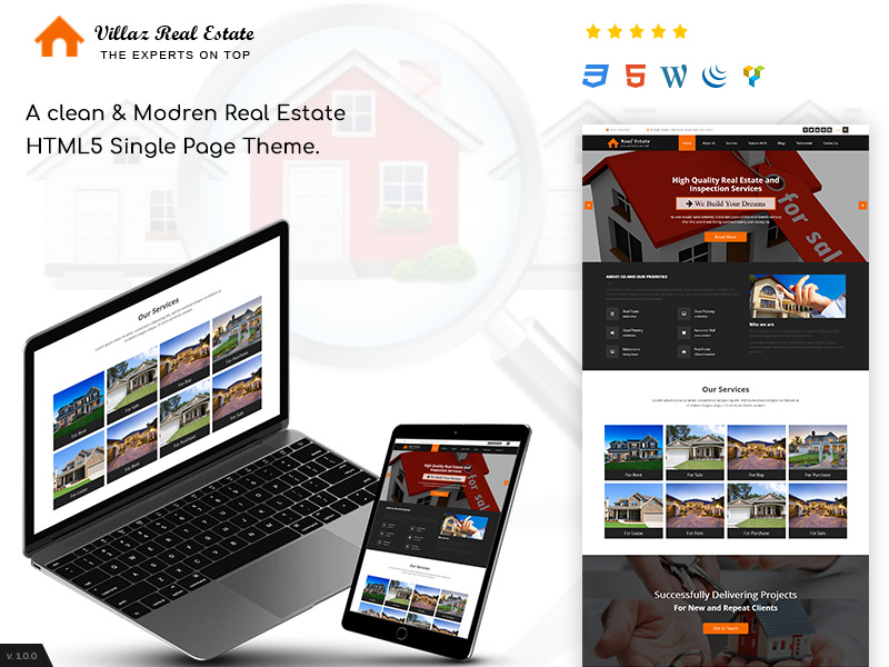 Villaz Real Estate – Single Page HTML5 Template theme
