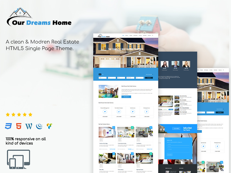 Dreams Home | Single Page Real Estate HTML Template theme