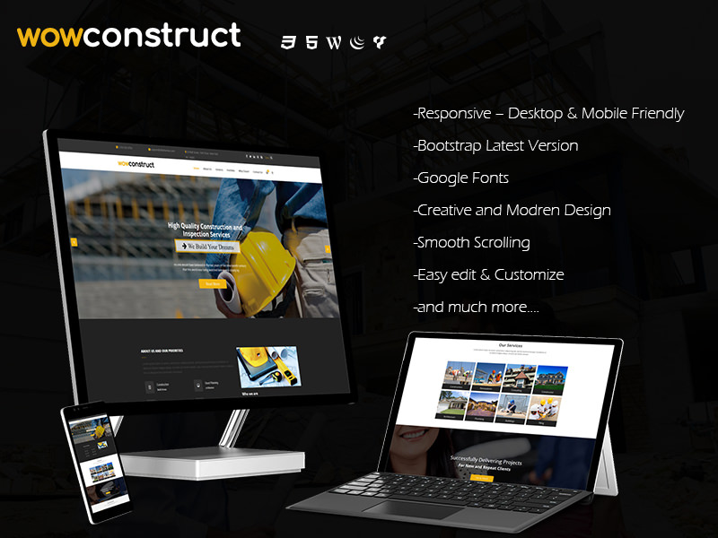 Wow Construct – Construction Company, Building Company Template theme