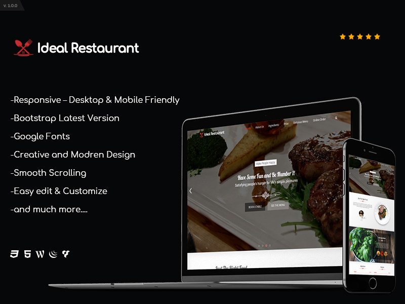 Ideal Restaurant – Single Page Responsive Theme theme